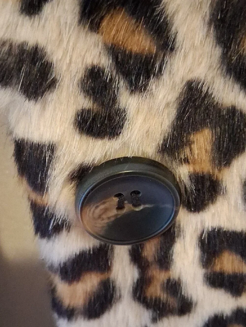 Nikki Jones Leopard Print Teddy Coat with Red Faux Fur Collar - Women's Jacket - Picture 3 of 14